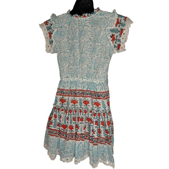 Charlee Women's Bohemian Floral Dress With Lace Trim & Tassel Tie S - Picture 2 of 5